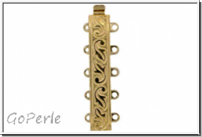 Federschlie�e "floral", Metall, 23kt gold plated, goldfb., 2x5 �sen, 1 Stk.