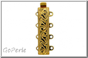 Federschlie�e "floral", Metall, 23kt gold plated, goldfb., 2x4 �sen, 1 Stk.