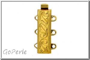 Federschlie�e "floral", Metall, 23kt gold plated, goldfb., 2x3 �sen, 1 Stk.