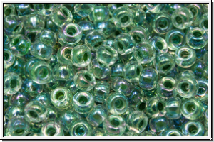 RR-08-0277, MIYUKI Rocailles, 08/0, crystal, trans., lime-ld., AB, 10g