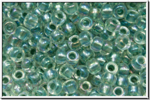 RR-08-0263, MIYUKI Rocailles, 08/0, crystal, trans., lt. seafoam-ld., AB, 10g