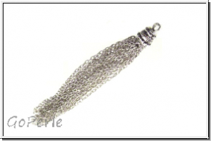 Quaste "gepunktetes K�ppchen", ca 7-10cm, antiksilberfb., Tibetsilber, 1 Stk.