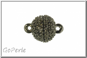 Magnetverschluss "Kugel mit Noppen", 15x10mm, hematitefb., Metall, 1 Stk.