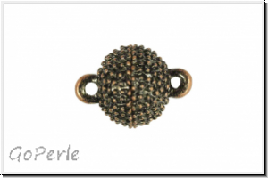 Magnetverschluss "Kugel mit Noppen", 15x10mm, antikkupferfb., Metall, 1 Stk.
