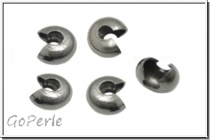 Kaschierperlen, "Crimp Cover", 4mm, glatt, hematitefb., Messing, 10 Stk.