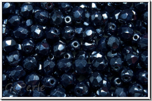B�hm. Glasschliffperle, feuerpol., 4mm, blue, night, op., luster, 50 Stk.
