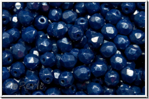 B�hm. Glasschliffperle, feuerpol., 4mm, blue, royal, op., luster, 50 Stk.