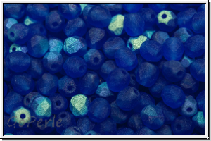 B�hm. Glasschliffperle, feuerpol., 4mm, cobalt, trans., matte, AB, 50 Stk.