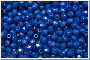 B�hm. Glasschliffperle, feuerpol., 3mm, blue, royal, op., 50 Stk.