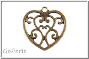 Anh�nger "Herz, filigran", 20x21x1mm, antikmessingfb., Metall, 1 Stk.