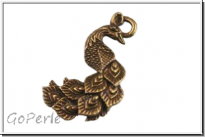 Anh�nger "Pfau", 19x33x3mm, antikmessingfb., Tibetsilber, 1 Stk.