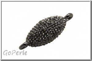 Magnetverschluss Olive mit Noppen", 22x9mm, hematitefb., Metall, 1 Stk.