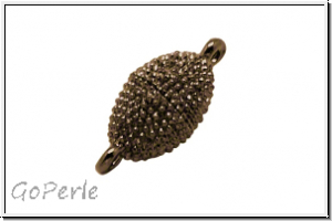Magnetverschluss Olive mit Noppen", 18x9mm, antikmessingfb., Metall, 1 Stk.