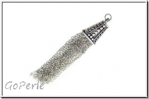 Quaste "gepunktet, flach", ca. 10cm, antiksilberfb., Metall, 1 Stk.