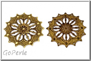 Anh�nger/Verbinder "Flower", Stamping, 44mm, antikmessingfb., Eisen, 1 Stk.