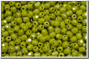 B�hm. Glasschliffperle, feuerpol., 3mm, olivine, lt., op., luster, 50 Stk.