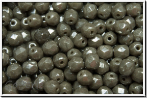 B�hm. Glasschliffperle, feuerpol., 4mm, grey, dk., op., luster, 50 Stk.
