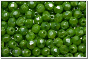 B�hm. Glasschliffperle, feuerpol., 4mm, green, silk, luster, 50 Stk.