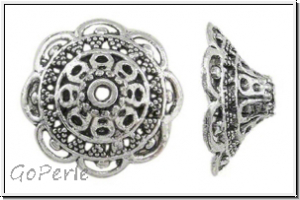 Perlenkappe "Strohhut", 7,1x18mm, antiksilberfb., Tibetsilber, 1 Stk.