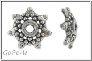 Perlenkappe "P�nktchenstern", 9x2,2mm, antiksilberfb., Tibetsilber, 10 Stk.