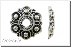Perlenkappe "Tautropfen", 13x2,2mm, antiksilberfb., Tibetsilber, 2 Stk.