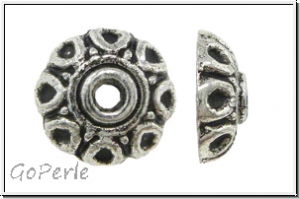 Perlenkappe "8 Kreise", 7,5x2,8mm, antiksilberfb., Tibetsilber, 10 Stk.