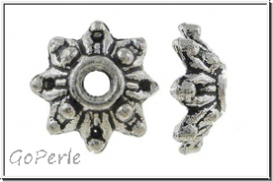 Perlenkappe "8 Petals", 8,8x3,2mm, antiksilberfb., Tibetsilber, 10 Stk.