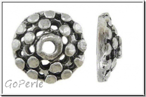 Perlenkappe "Dots", 11x4mm, antiksilberfb., Tibetsilber, 2 Stk.