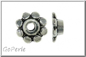Perlenkappe "Dot Circle", 8x3mm, antiksilberfb., Tibetsilber, 10 Stk.