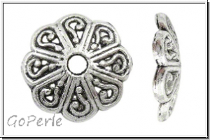 Perlenkappe "Heka-Zepter", 14x3mm, antiksilberfb., Tibetsilber, 10 Stk.