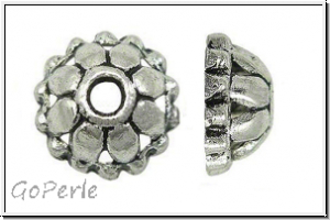 Perlenkappe "Dot Dome", 8x3,6mm, antiksilberfb. Tibetsilber, 10 Stk.