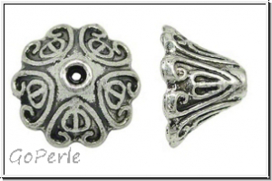 Perlenkappe (-cone) "Long Heart", 16x10mm, antiksilberfb., Tibetsilber, 1 Stk.