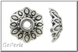 Perlenkappe "Strohblume", 8,5x3mm, antiksilberfb. Tibetsilber, 10 Stk.