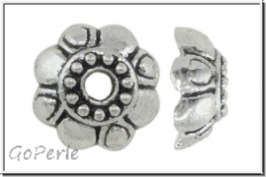 Perlenkappe "Buttercup", 9,5x4,6mm, antiksilberfb., Tibetsilber, 10 Stk.