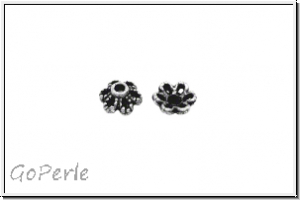 Perlenkappe "Anemone", 6x2,5mm, antiksilberfb., Tibetsilber, 10 Stk.