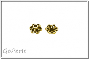 Perlenkappe "Anemone", 6x2,5mm, antikgoldfb., Messing, 10 Stk.