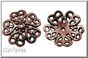 Perlenkappe "Herzchenmuster", 18x4mm, antikkupferfb., Tibetsilber, 1 Stk.
