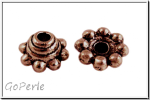 Perlenkappe "Daisy", 5x3mm, antikkupferfb., Tibetsilber, 10 Stk.