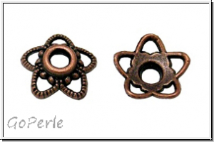 Perlenkappe "5-arcs", 11x4mm, antikkupferfb., Tibetsilber, 10 Stk.