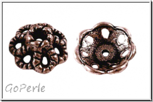 Perlenkappe "Anemone", 9x4mm, antikkupferfb., Tibetsilber, 10 Stk.