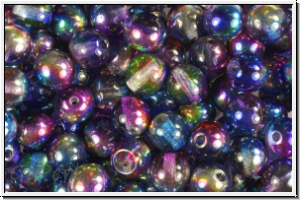 b�hm. Glasperle, rund, 6mm, crystal, trans., magic blue/purple, 25 Stk.