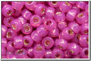 R-08-2107, TOHO Rocailles, 08/0, pink, hot, opal, silver-ld., 10g