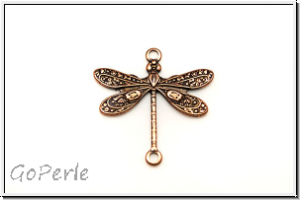 Verbinder "Small Dragonfly 2-Ring" TRINITY BRASS, 17x16mm, antikkupferfb., Messing, 1 Stk.