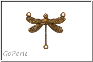 Verbinder "Small Dragonfly 3-Ring" TRINITY BRASS, 17x16mm, antikmessingfb., Messing, 1 Stk.