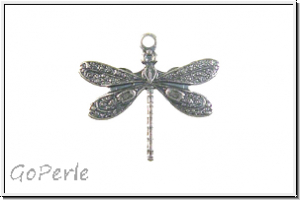 Anh�nger "Small Dragonfly " TRINITY BRASS, 19x15mm, antikversilbert, Messing, 1Stk.