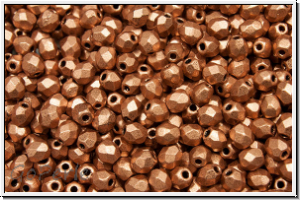 B�hm. Glasschliffperle, feuerpol., 3mm, copper, met., satin, 50 Stk.