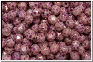B�hm. Glasschliffperle, feuerpol., 4mm, white, op., pink marbled, 50 Stk.