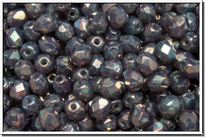 B�hm. Glasschliffperle, feuerpol., 4mm, white, opal, vega iris. luster, 50 Stk.