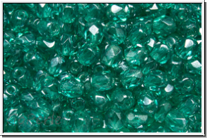 B�hm. Glasschliffperle, feuerpol., 4mm, teal, trans., luster, 50 Stk.
