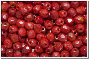 B�hm. Glasschliffperle, feuerpol., 4mm, red, op., luster, 50 Stk.